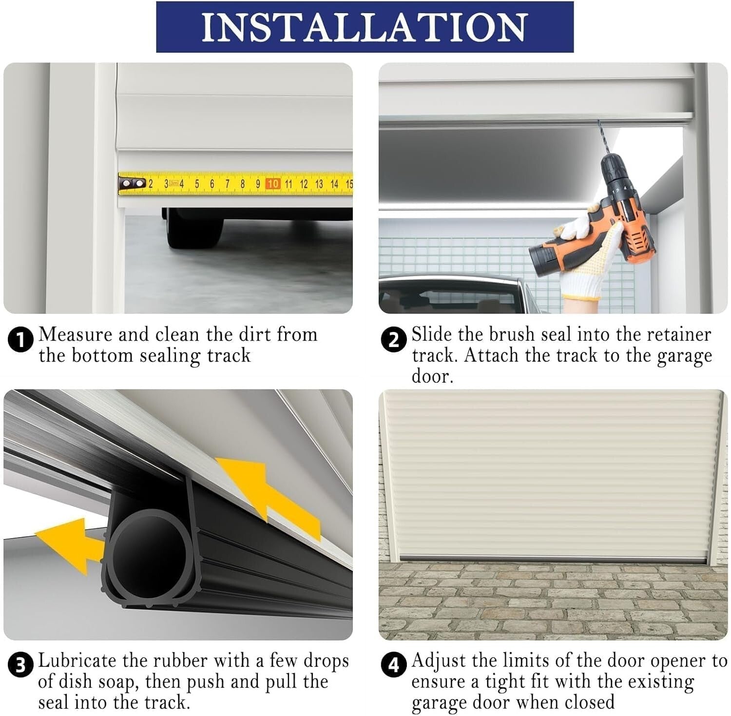 Universal 10ft Garage Door Weather Stripping Kit with EPDM Rubber & Brush Seal