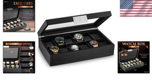 Load image into Gallery viewer, Sophisticated Men's Watch Box - 12 Slots for Luxury Timepieces in Black