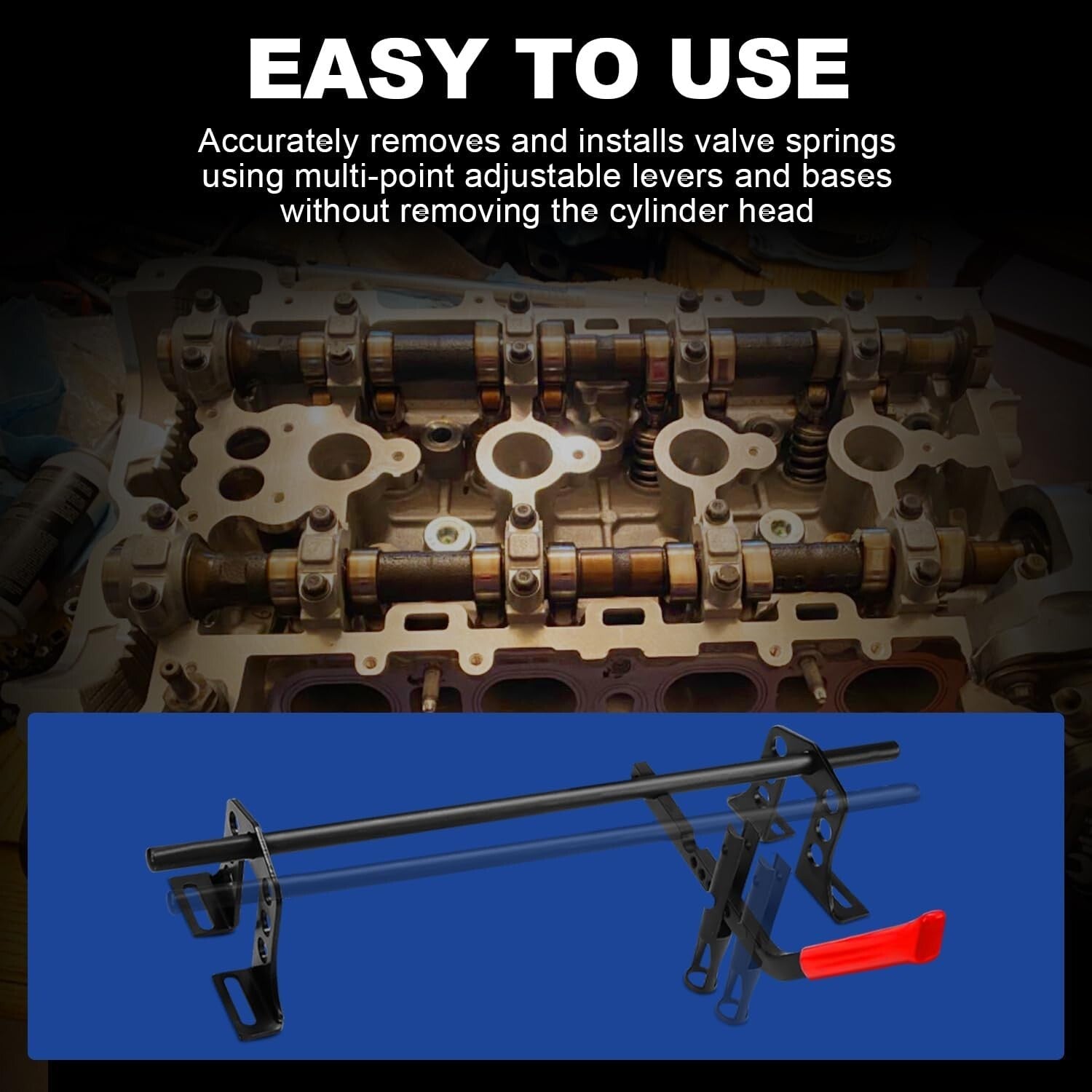 Universal Valve Spring Compressor for OHV/OHC Engines - Heavy-Duty Tool Kit