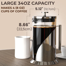 Load image into Gallery viewer, BPA-Free Insulated French Press Coffee Maker - 34oz with Lifetime Replacement