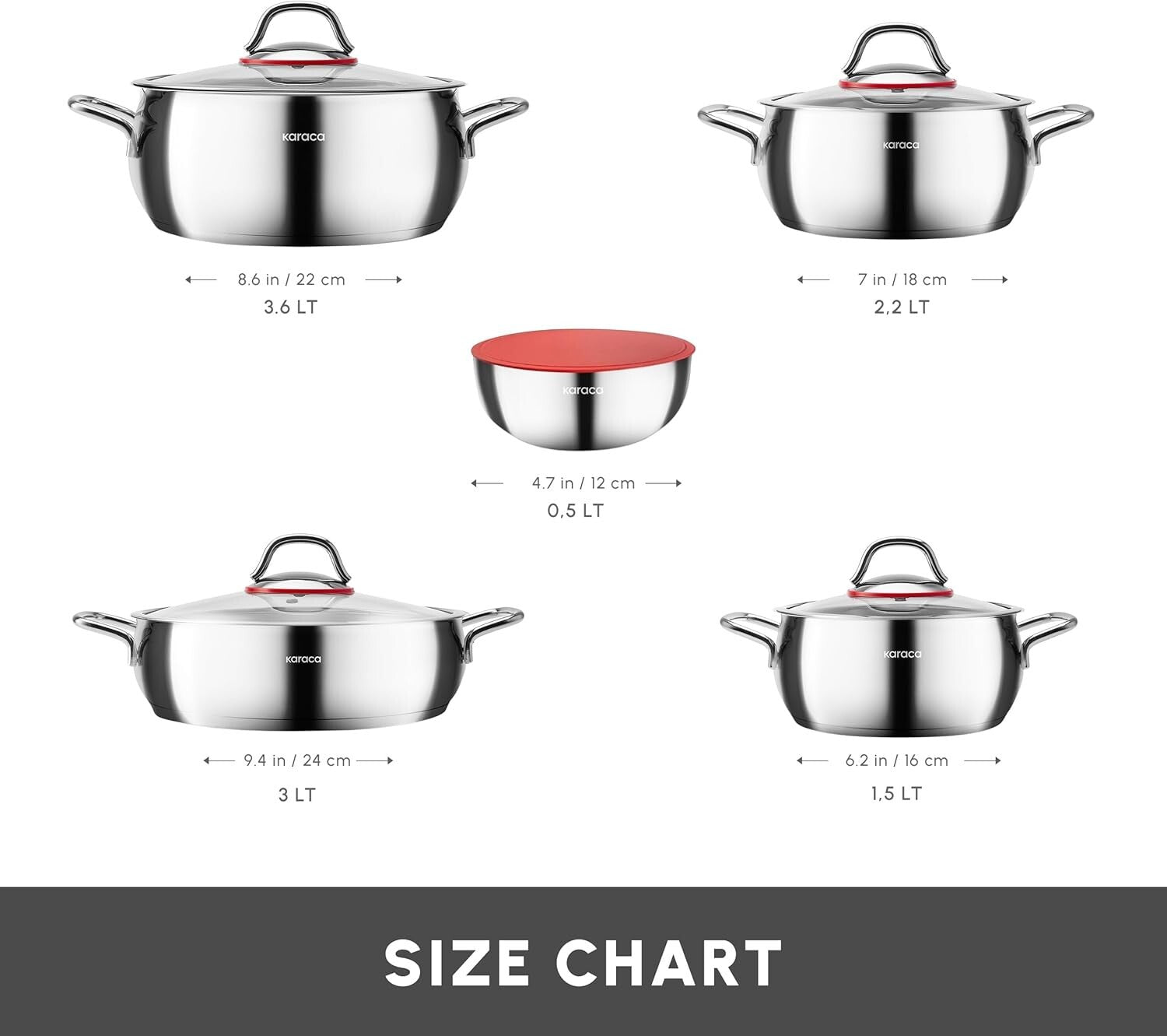 Durable 10-Piece Stainless Steel Cookware Set - Pot, Deep Pot, Casserole & More