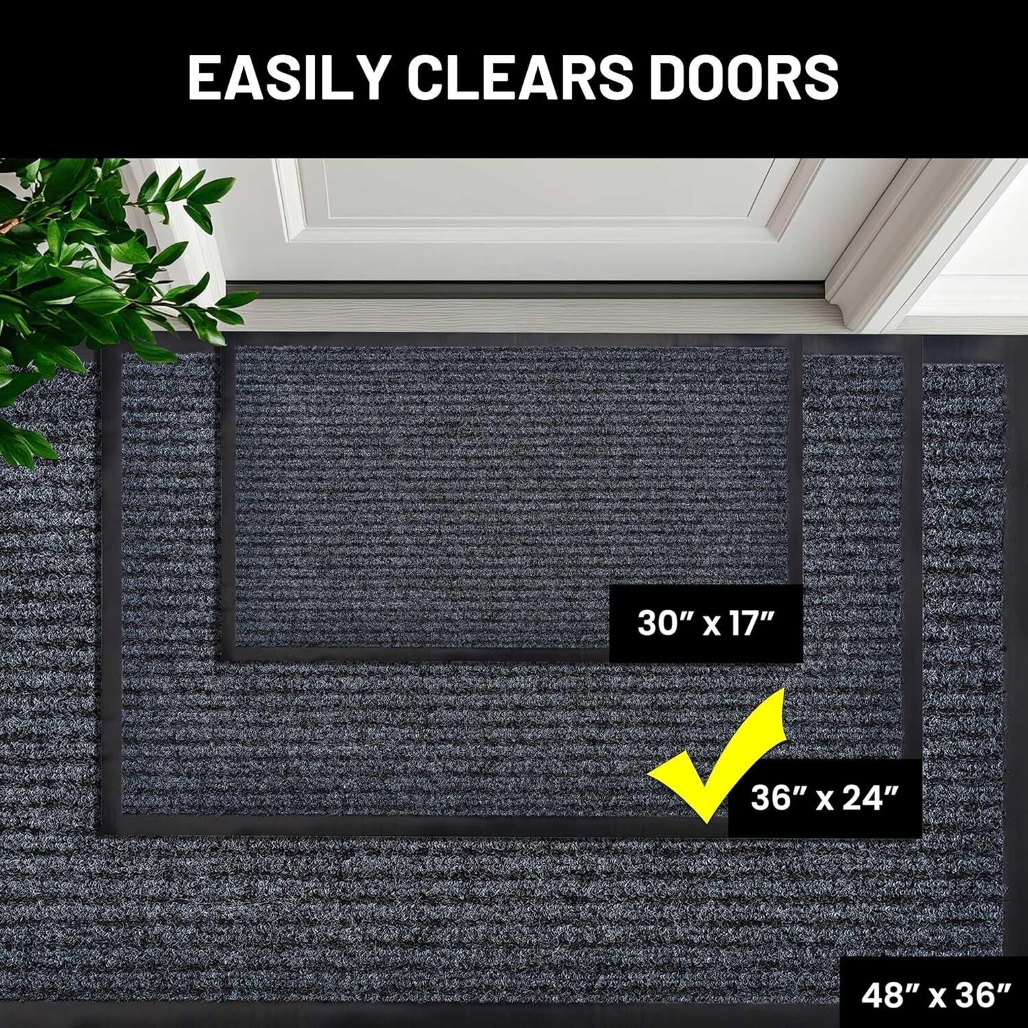 Durable Non-Slip Welcome Mats - Low Profile 36x24 Inches for Indoors & Outdoors