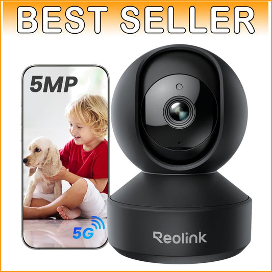 Advanced 5MP Indoor Camera with Auto Tracking & Multiple Storage Options - Black