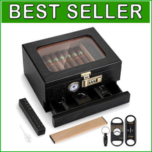Load image into Gallery viewer, Professional Cigar Humidor with Combination Lock &amp; Storage Drawer - Gift Ready