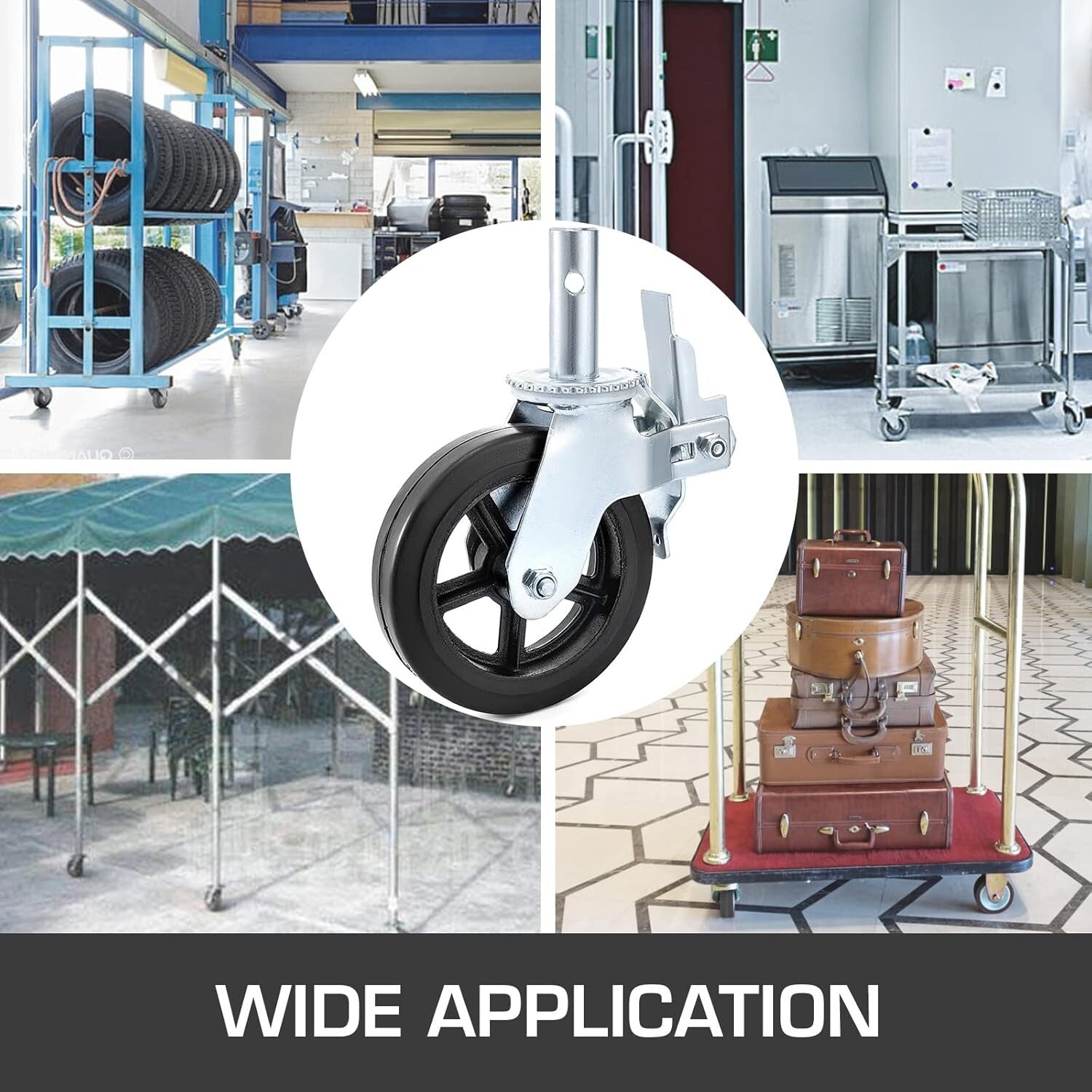 Durable 8 x 2 Inch Heavy-Duty Swivel Casters with Double Lock - 1100LBS Capacity