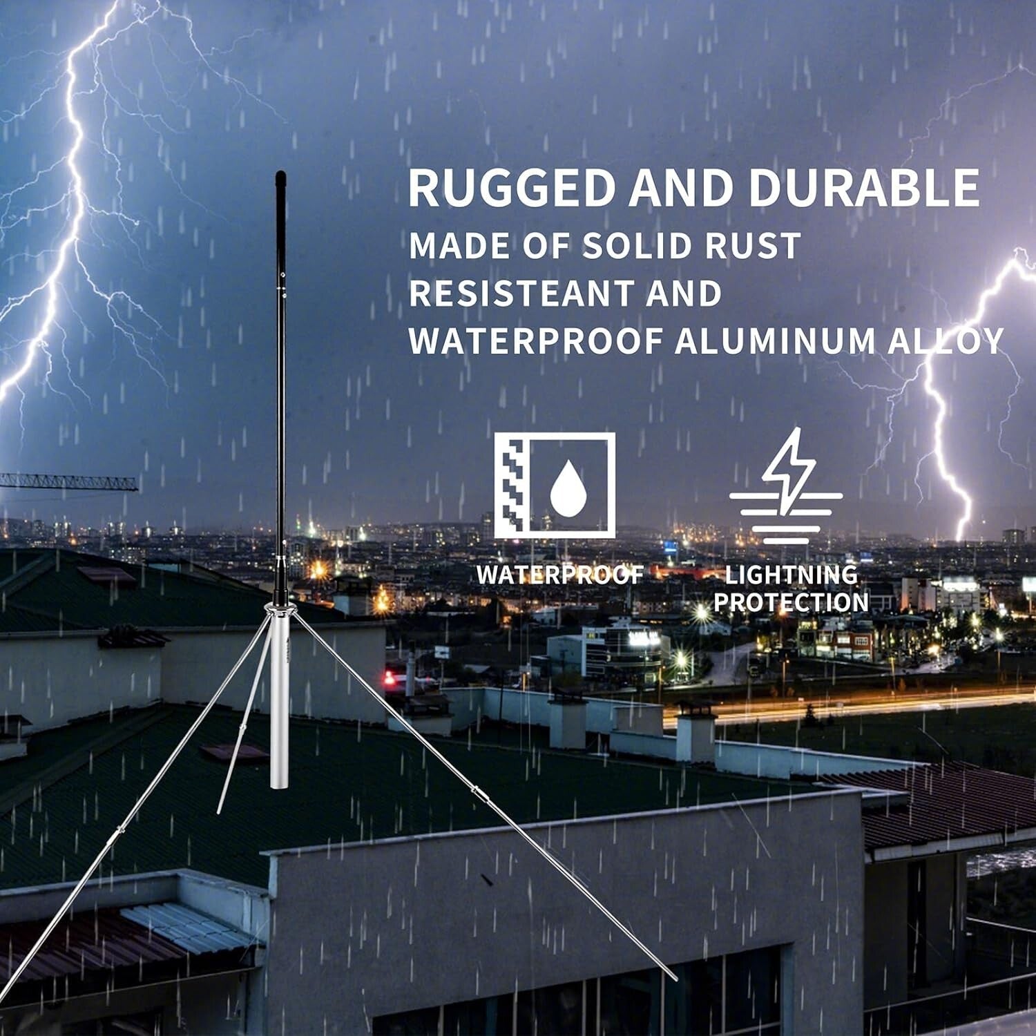 Durable 1/4 Wave FM Transmitter Antenna for Maximum Coverage - Waterproof Design