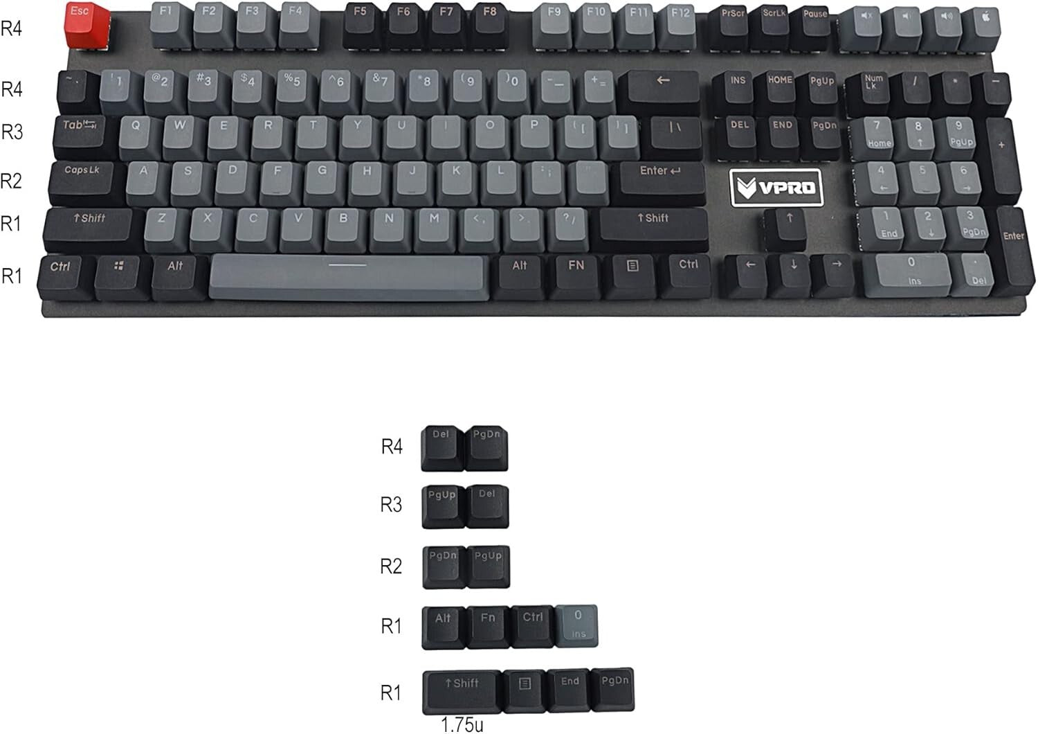 Waterproof Dolch 122 Key PBT Shine-Through Keycap Set for Mechanical Keyboards