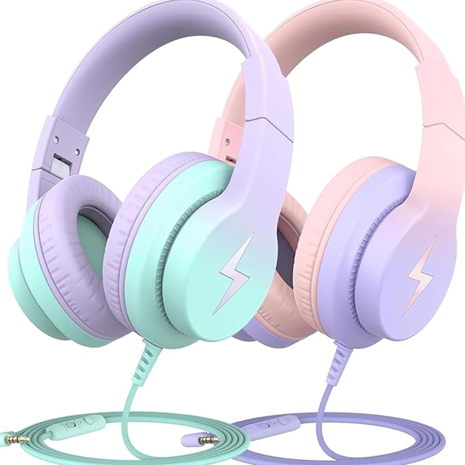 Wired Kids Headphones with Volume Limiter & Adjustable Fit - Foldable Design
