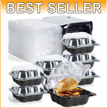 Load image into Gallery viewer, 55-Pack BPA-Free Clamshell Takeout Containers with Dividers for Easy Meal Prep