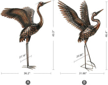 Load image into Gallery viewer, Freestanding Metal Crane Statues - Realistic Garden Art for Outdoor Elegance