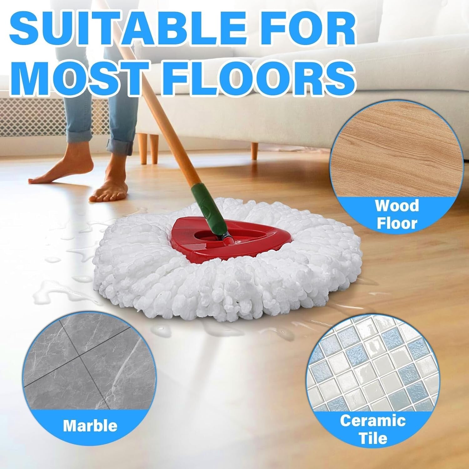 Efficient Cleaning with 15-Pack O Cedar Mop Heads - Easily Machine Washable