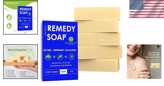 Gentle Natural Soap Bar with Tea Tree Oil - Perfect for Sensitive Skin - 5 Pack