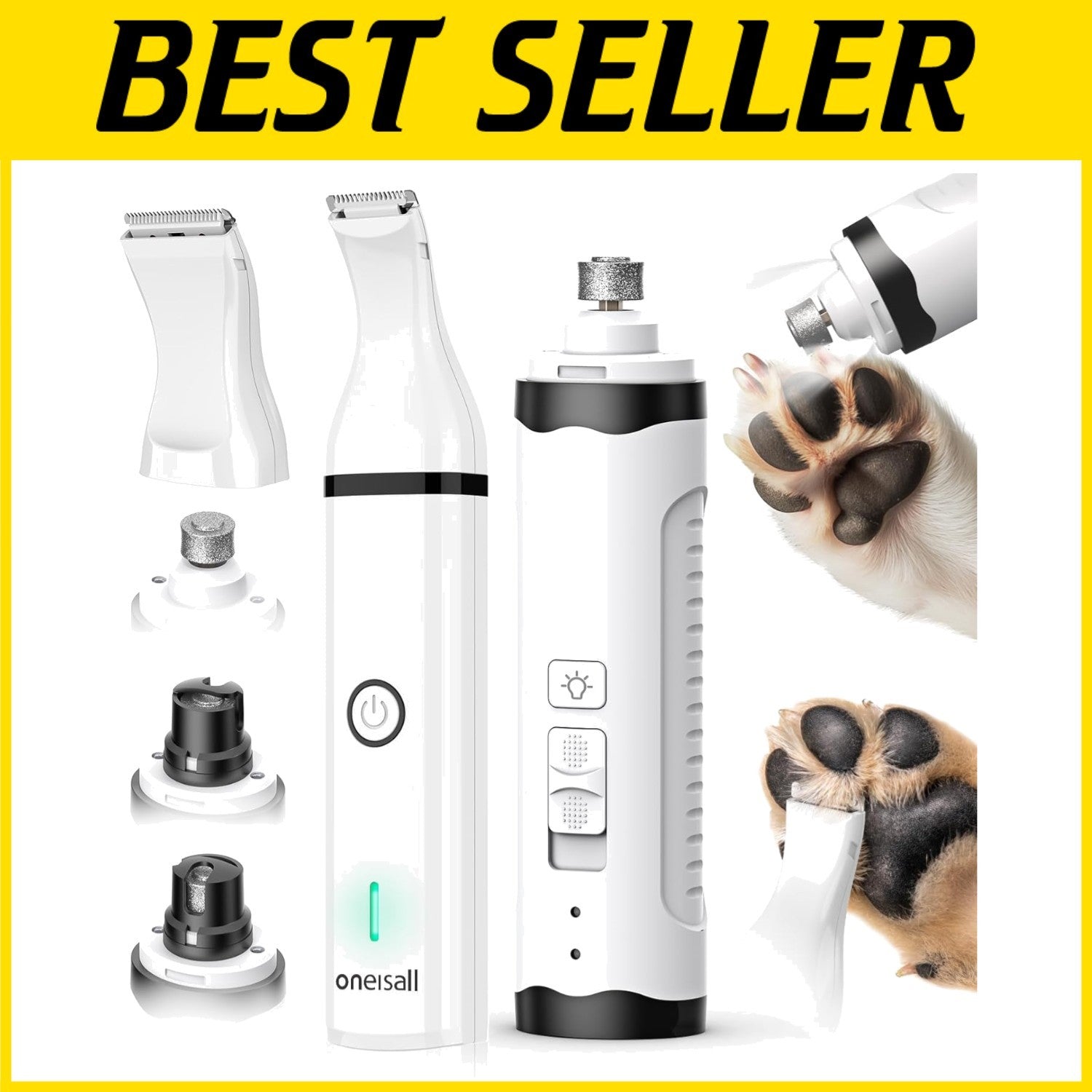 Whisper-Quiet Dog Nail Grinder Kit with 2 LED Lights for Comfortable Grooming