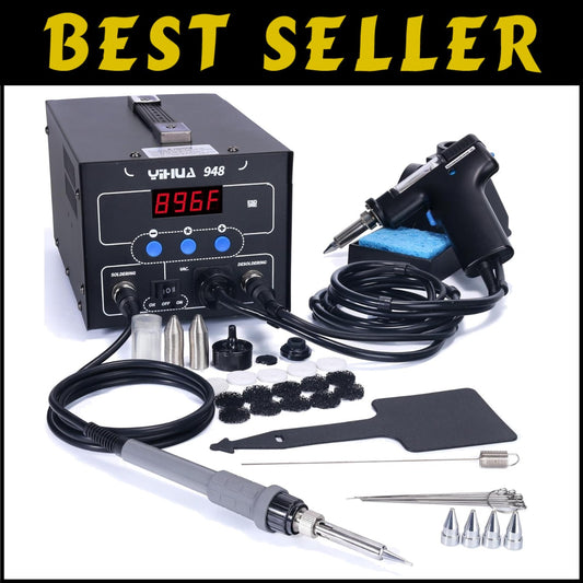 Upgraded 2-in-1 80W Desoldering Station & 60W Soldering Iron - Adjustable Heat