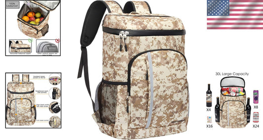 Durable Camouflage Insulated Backpack Cooler - Perfect for Picnics & Hiking