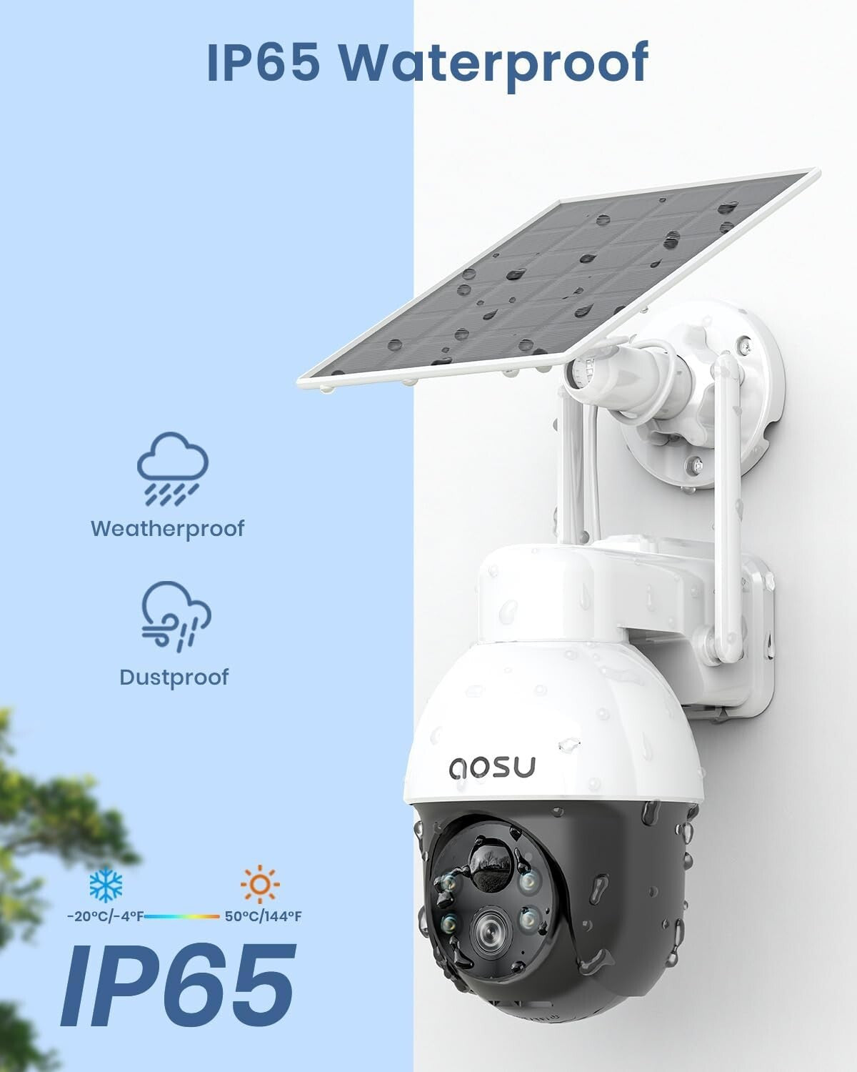 2-Pack Solar Powered Security Camera with 360° View - Alexa & Google Compatible