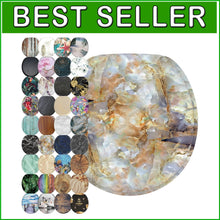 Load image into Gallery viewer, Round Decorative Toilet Seat with Soft Close Feature - Marble Brown Charm