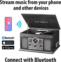 Load image into Gallery viewer, Nostalgic 3-Speed Turntable with Bluetooth, CD Player &amp; Built-in Speakers - Grey