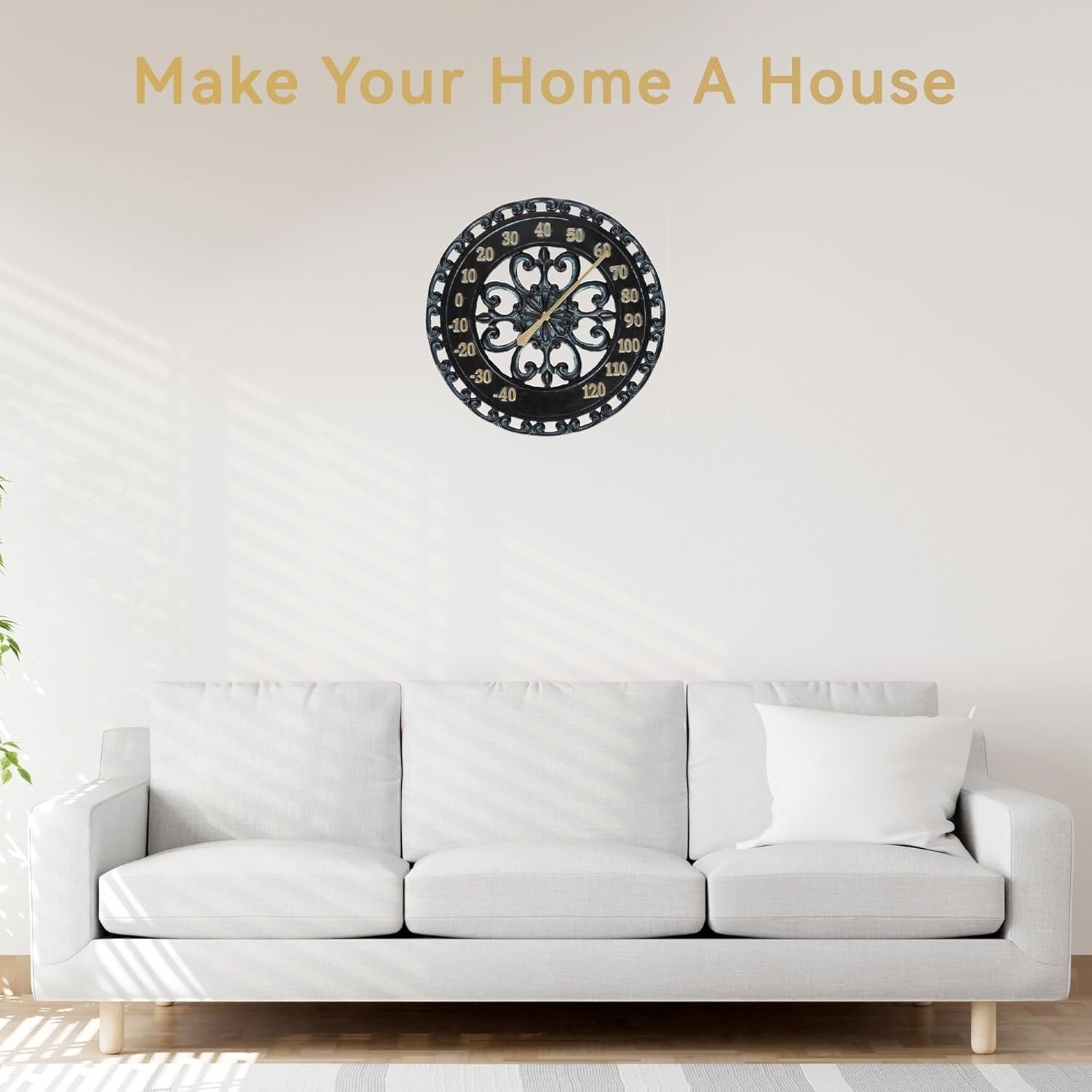 Large 13-Inch Black Wall Thermometer with Retro Design - Ideal Gift for Home