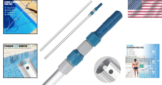 Lightweight Telescopic Pool Pole - 16FT Aluminum with Superior Grip & Durability