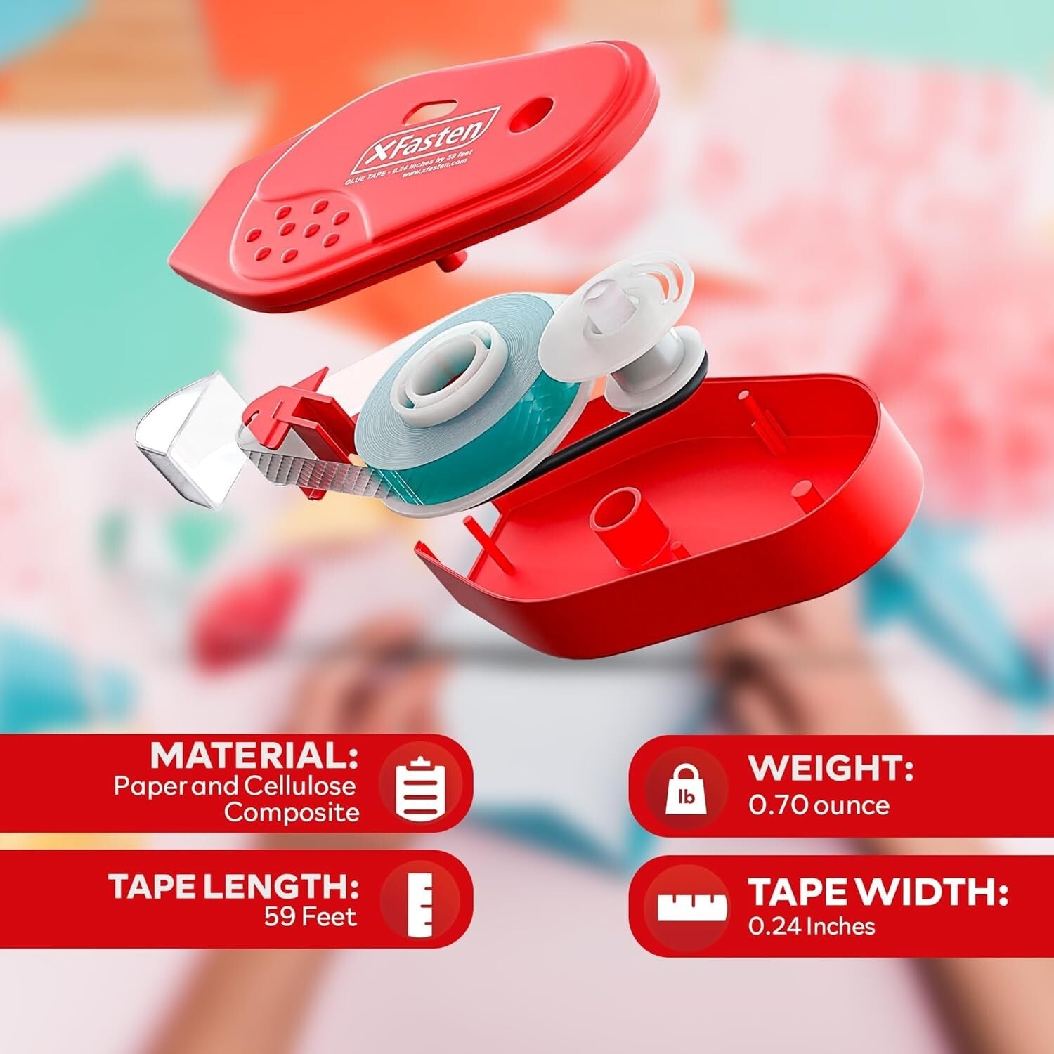 Clear Double Sided Tape Roller - 20 Pack of 59ft Rolls for Safe Scrapbooking