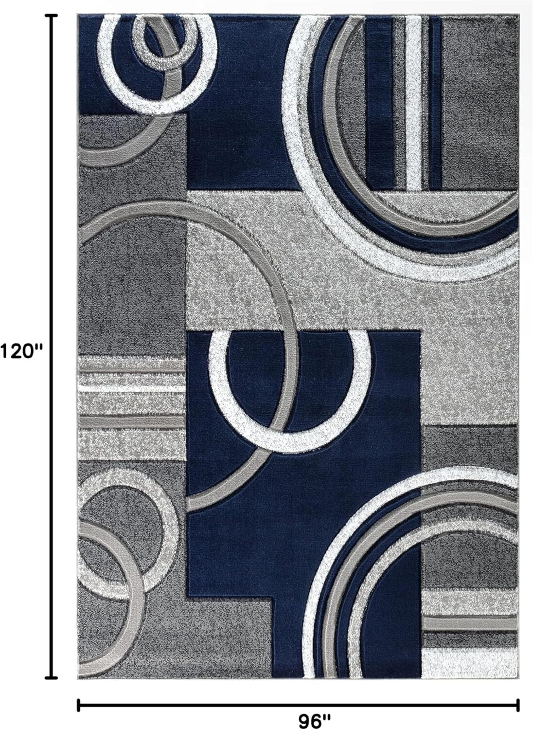 Contemporary Navy 8x10 Fluffy Area Rug - Versatile for Entryway & Living Room