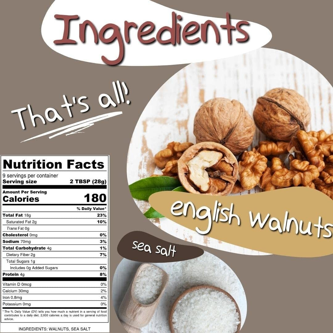 Delicious Walnut Butter with Sea Salt - Vegan, Superfood Snack 9.25 oz 6-Pack