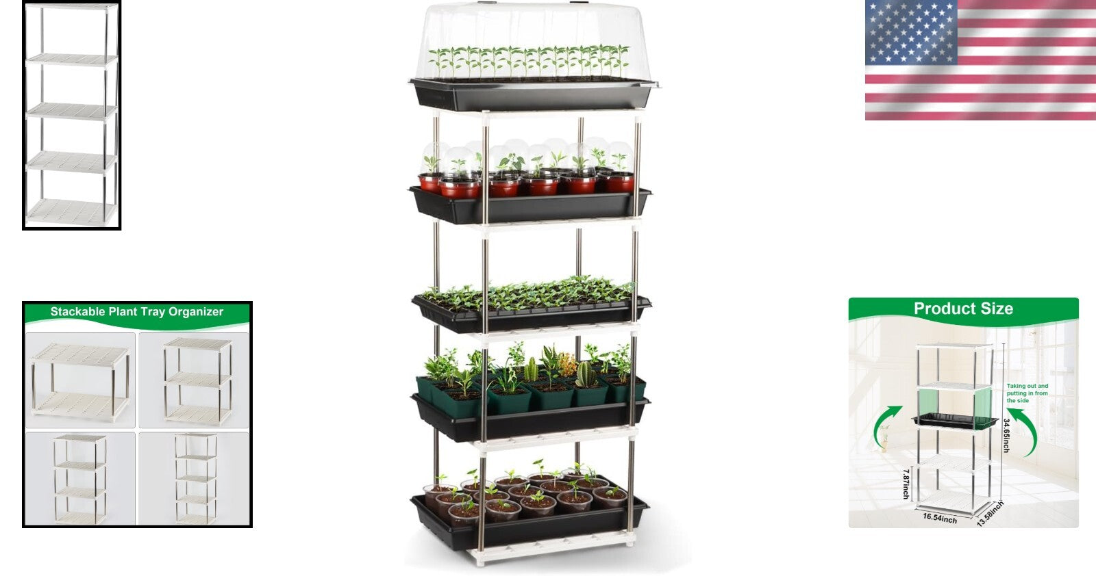 Compact 5-Tier Greenhouse Seedling Storage Rack - Easy Assembly & Versatile Use