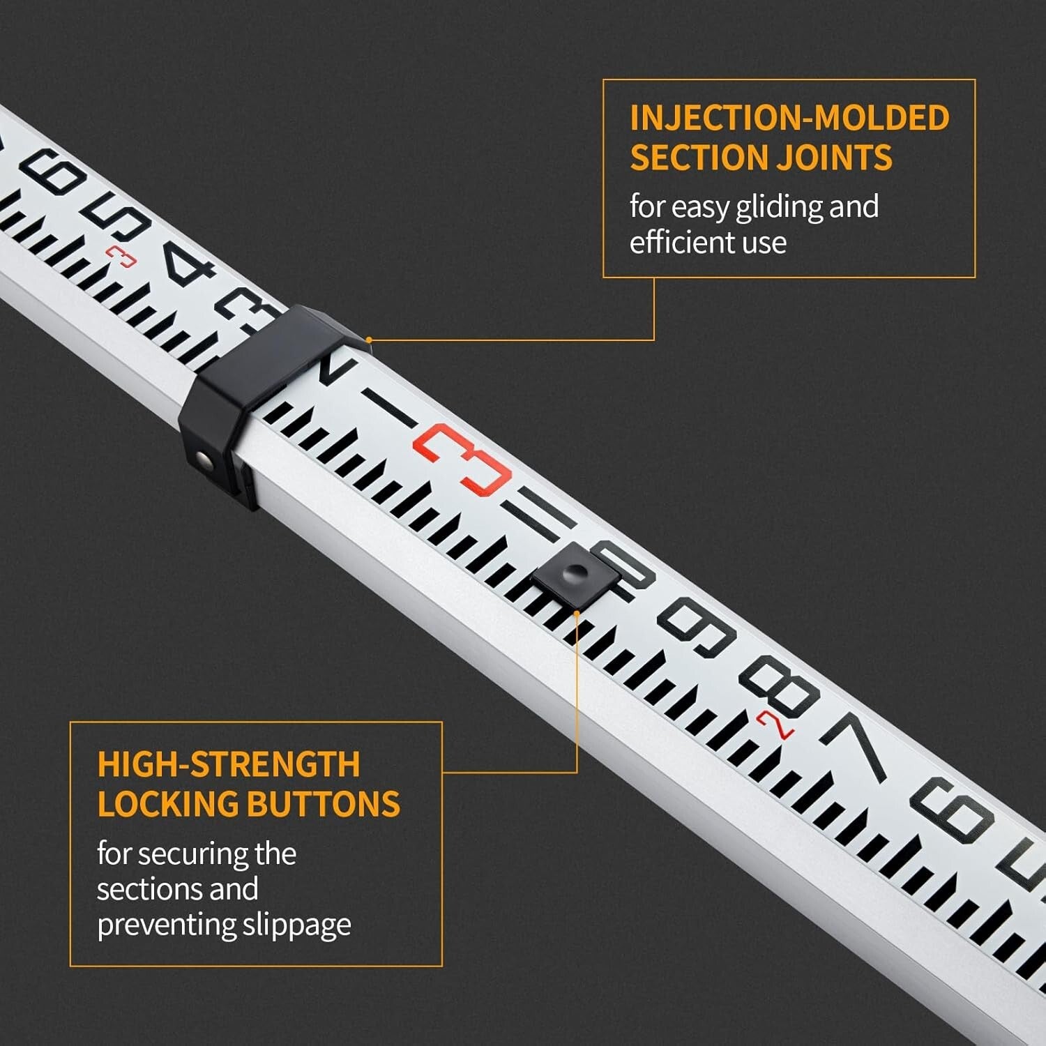 Lightweight 9-foot Survey Rod in Aluminum - Weather Resistant and Easy to Use