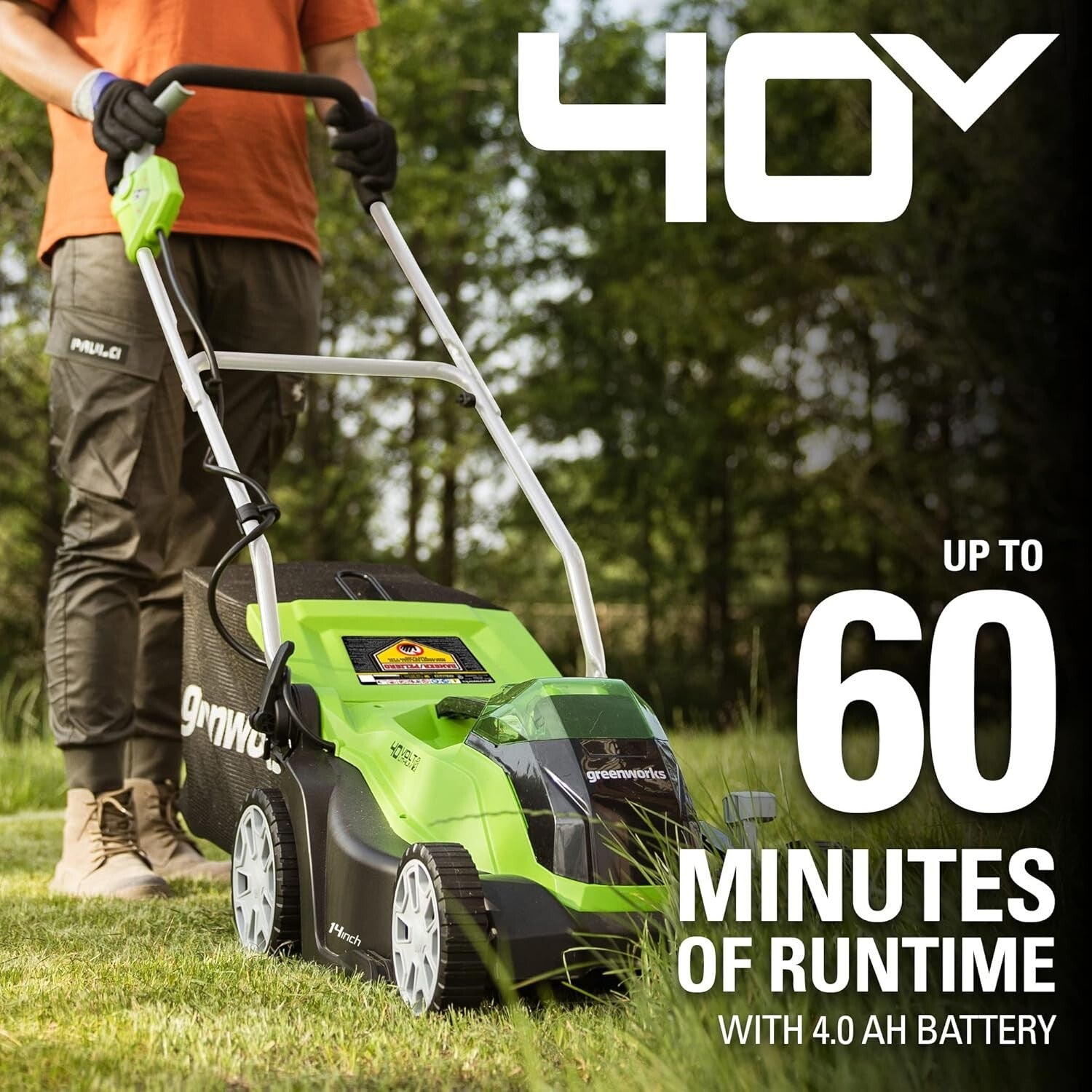 Eco-Friendly 14-Inch Cordless Lawn Mower - Smooth Operation with 3-Year Warranty