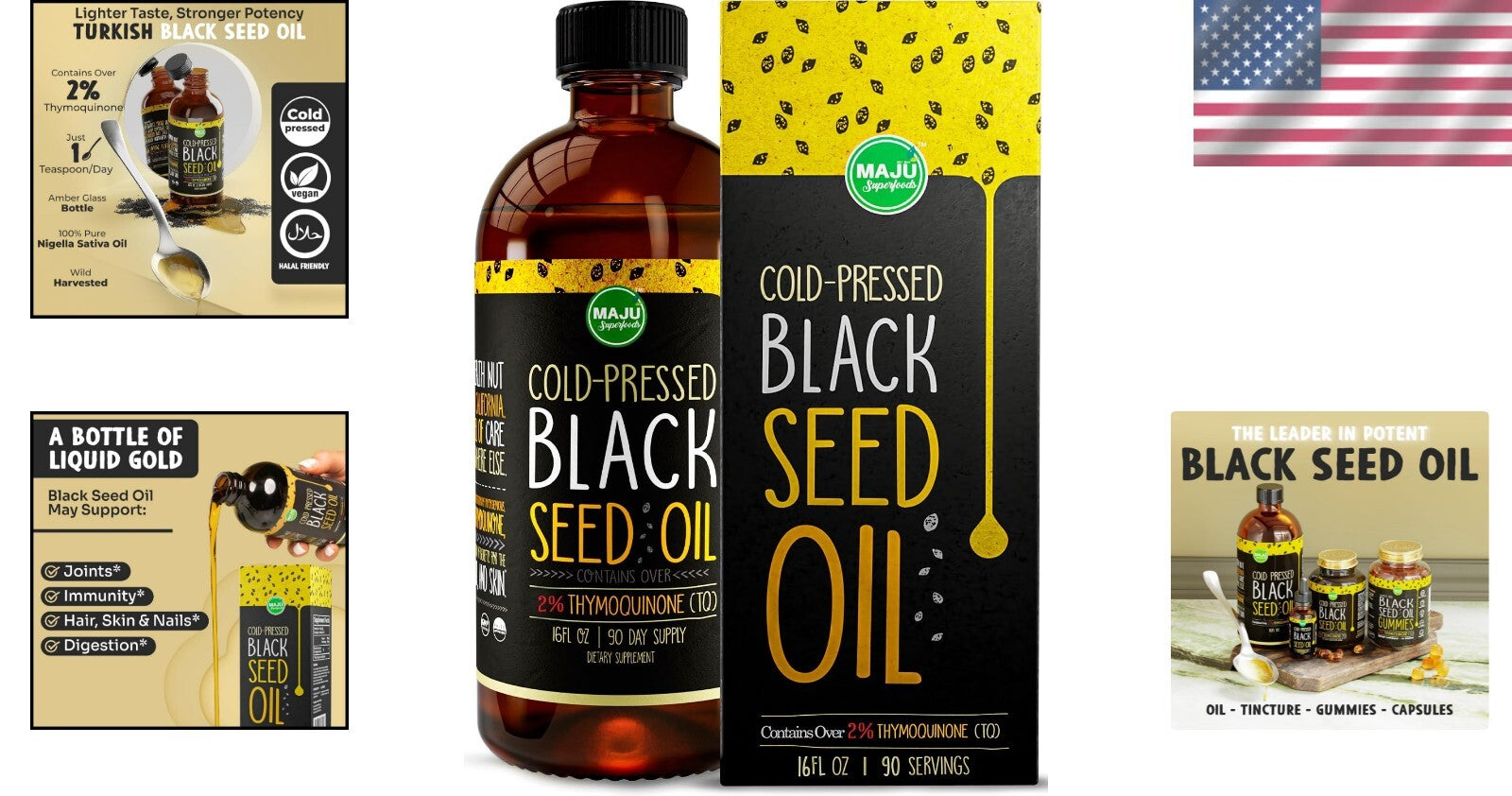 Premium Blackseed Oil 16oz with 3X Thymoquinone for Skin, Hair & Heart Health