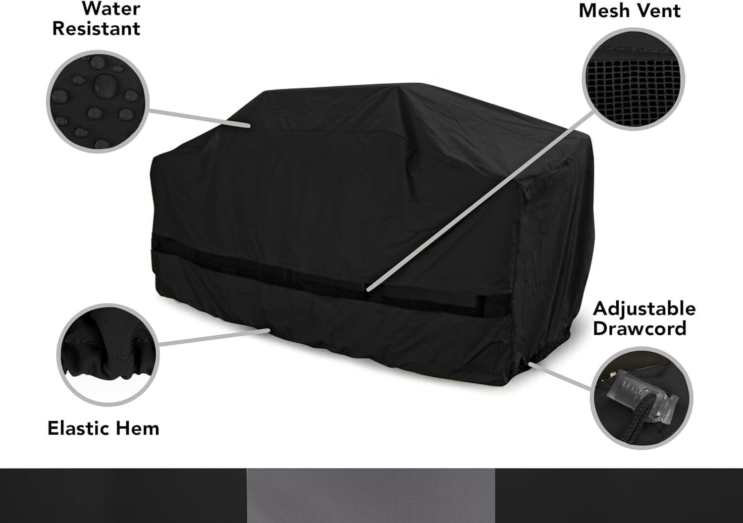 Elite 300D Black Polyester BBQ Cover - 98 Inch Weather Shield for Outdoor Grills