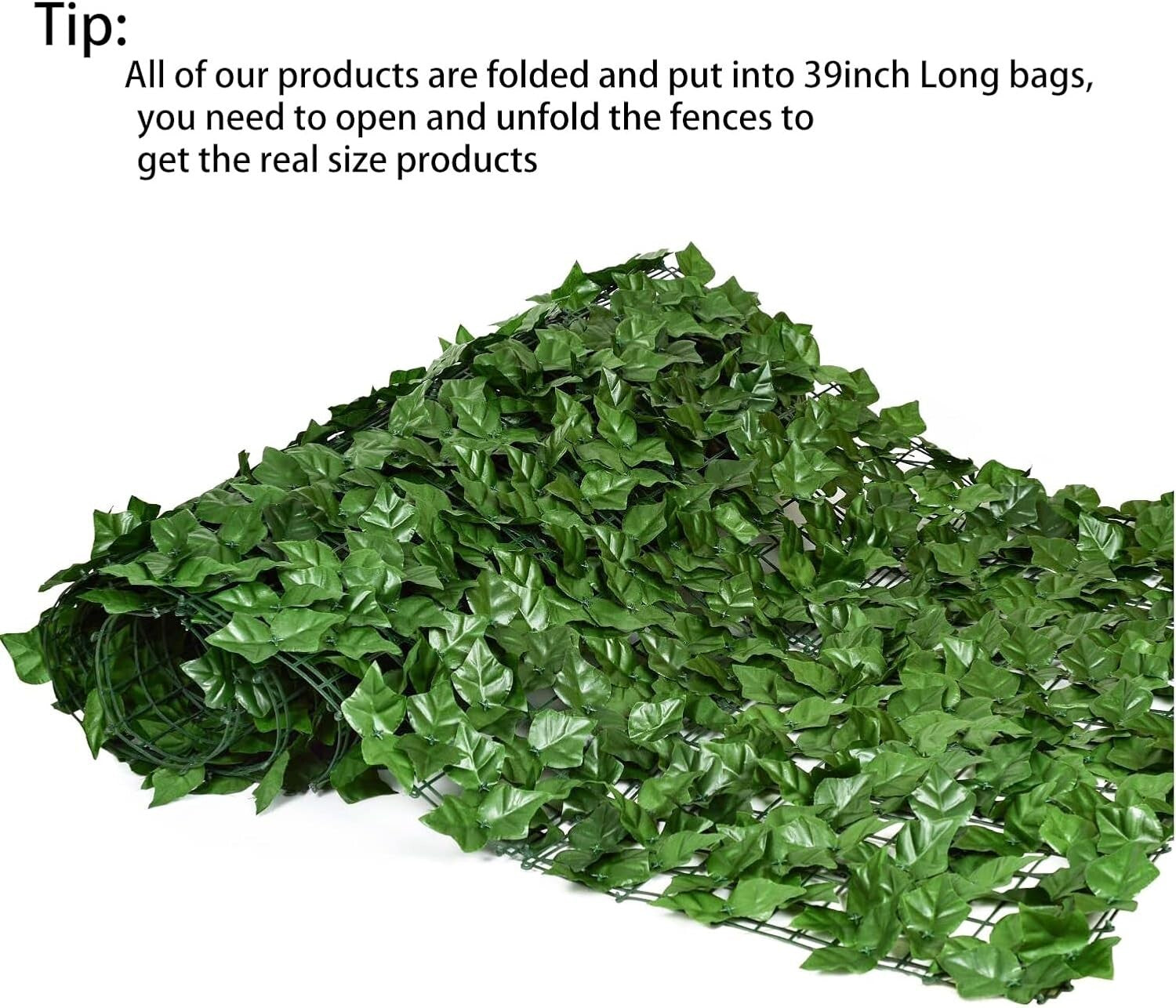 118x69in Artificial Ivy Privacy Fence - Lightweight Outdoor Garden Decor