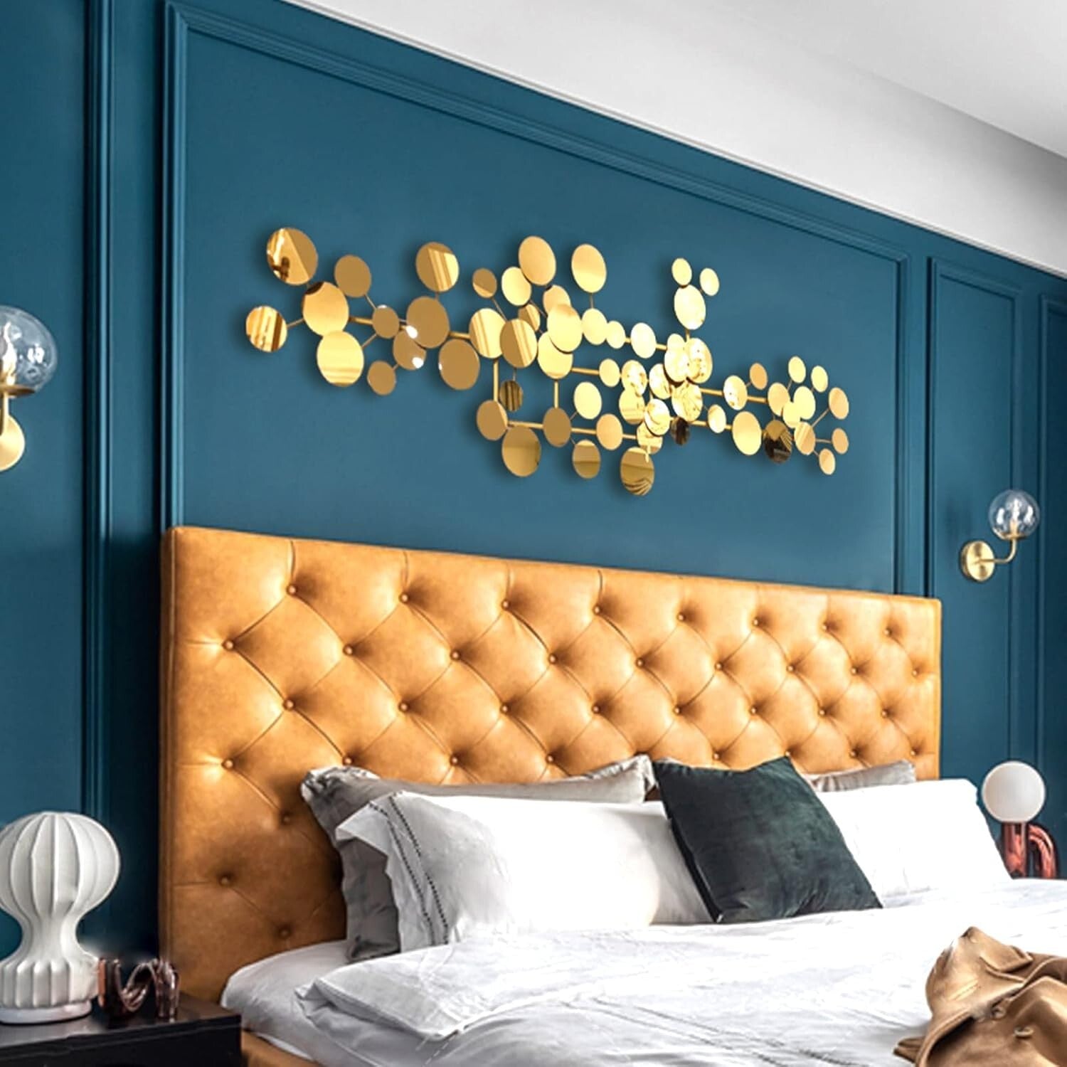 Elegant Large Gold Metal Wall Decor - Modern Geometric Design 59" x 19.6"