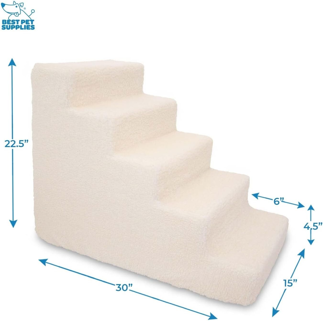 5-Step Foam Dog Stairs - Non-Slip Pet Steps for Easy High Access, 22.5" Height