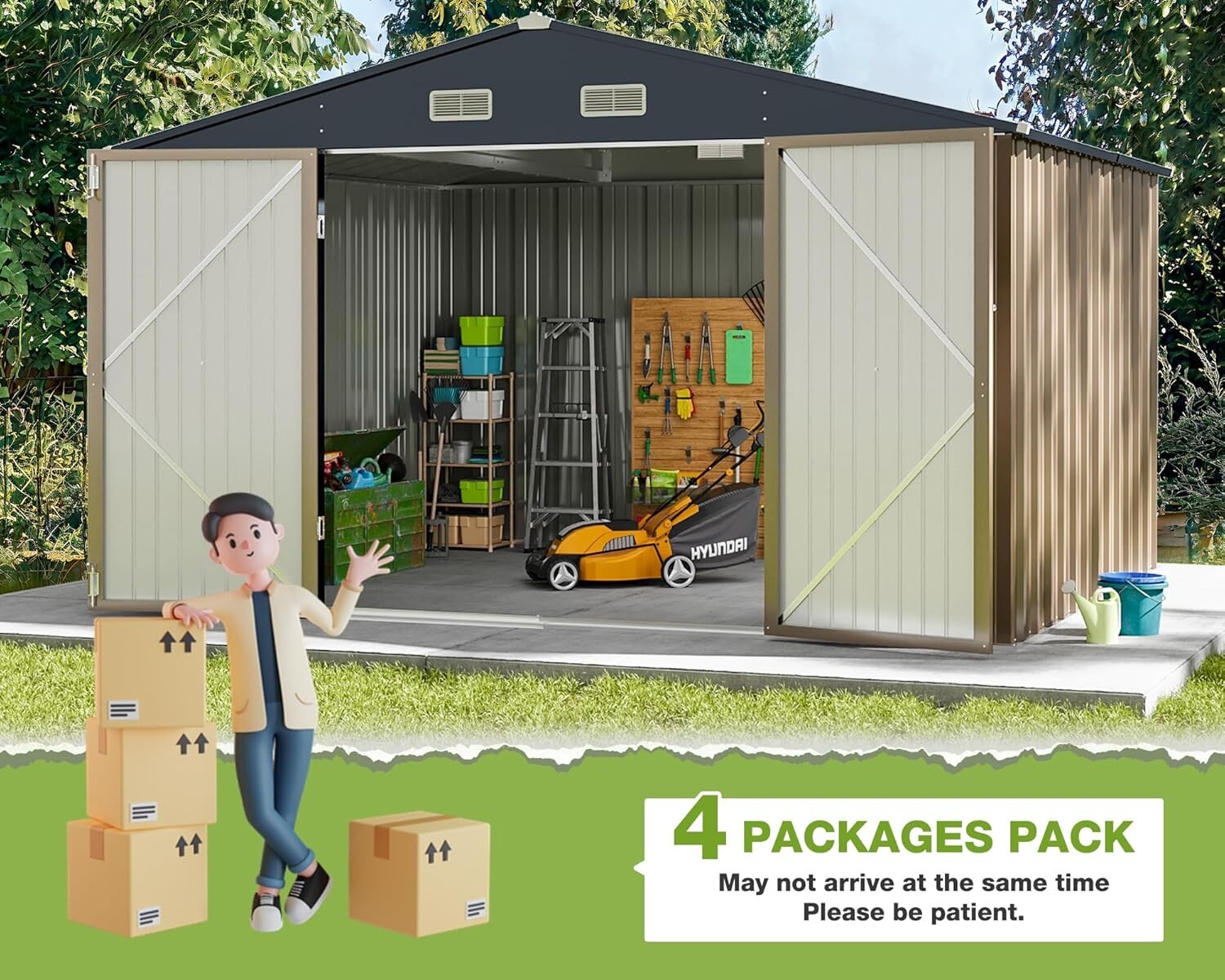 Durable 10' x 8' Utility Tool Shed - Weather-Resistant with Sloped Roof Design