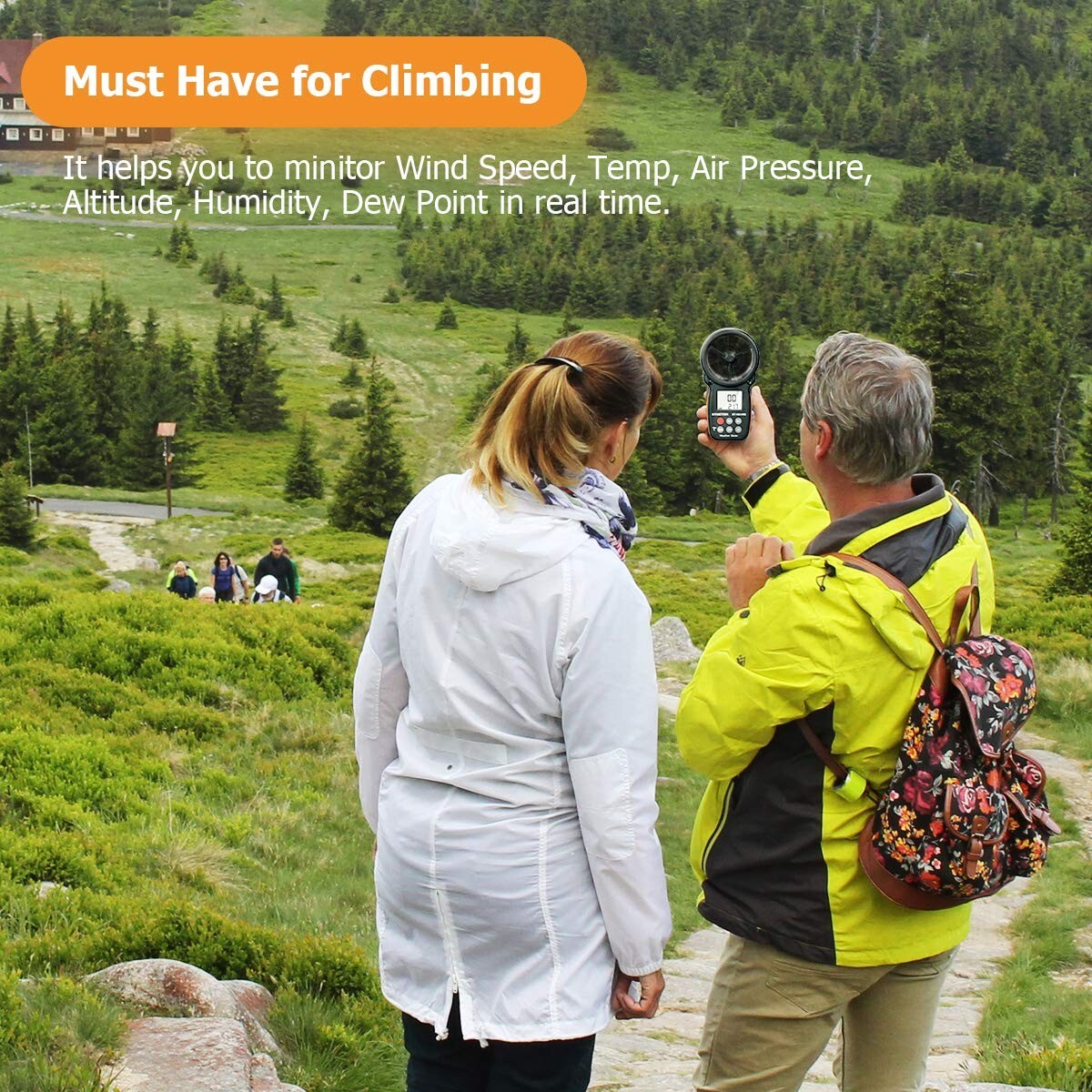 Portable Anemometer with LCD Backlight: Measure Wind Speed & Barometric Pressure