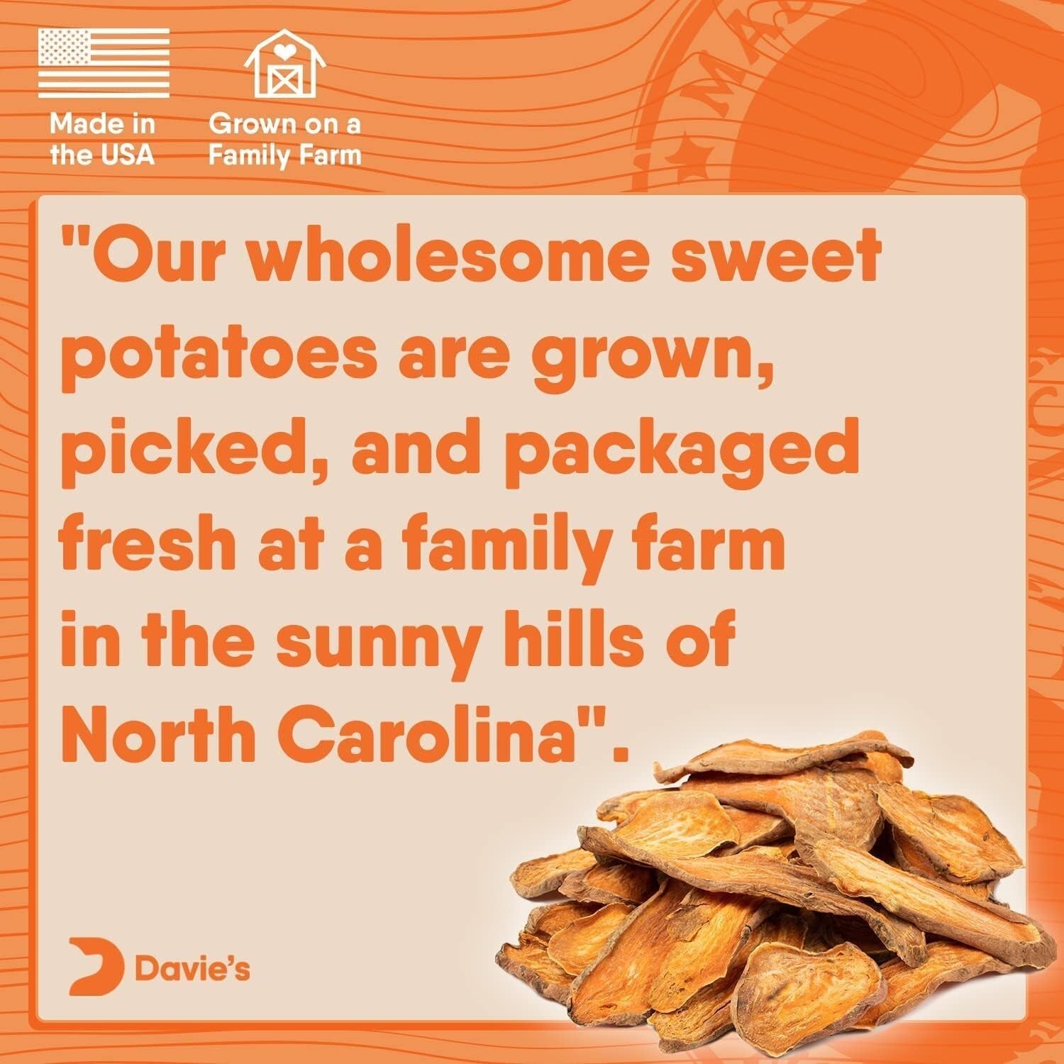 Davie's USA-Made Sweet Potato Chews for Dogs - 2 lb Pack of Healthy Treats