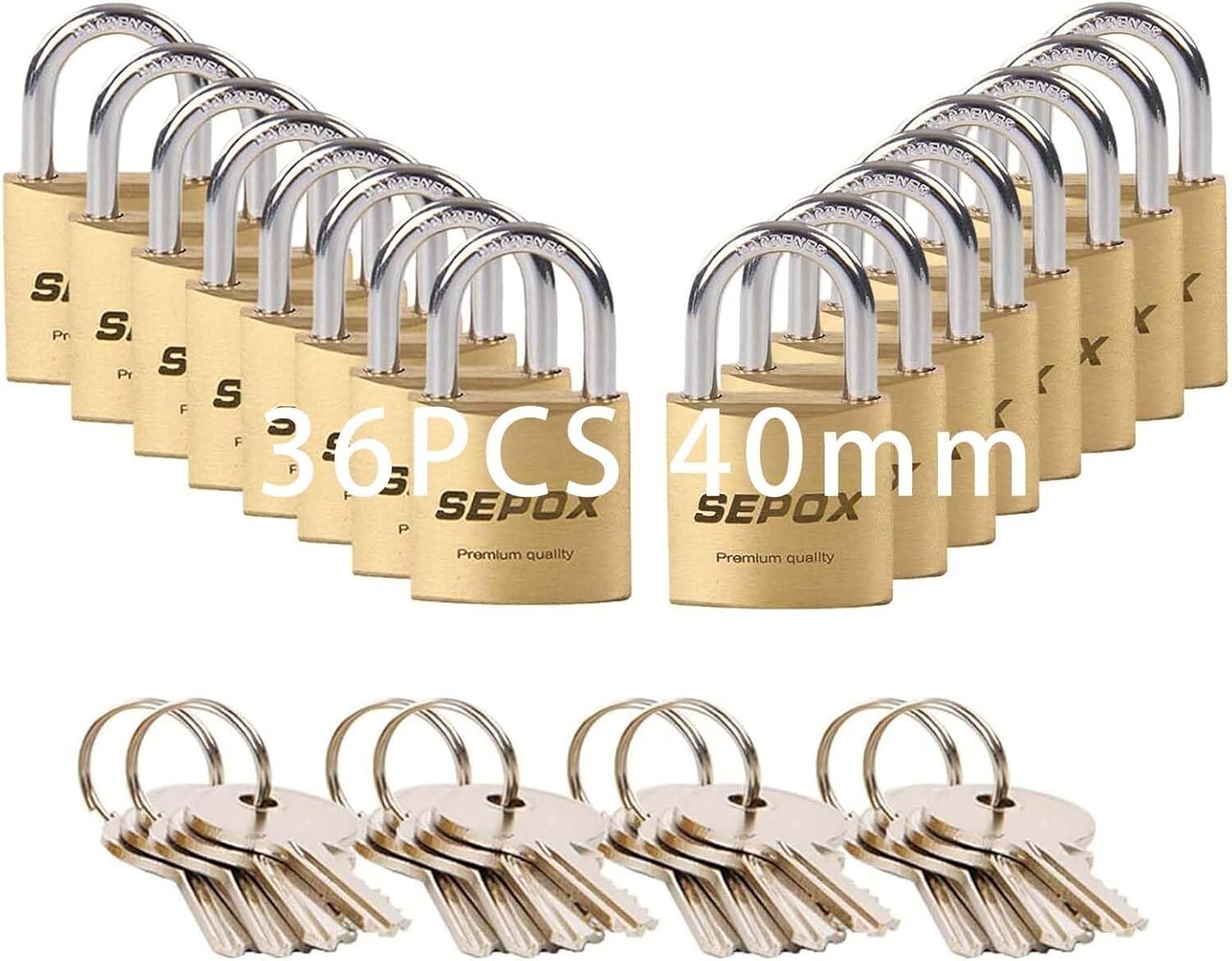 Durable Weather-Resistant Brass Padlock Set - 36 Pcs with User-Friendly Keys