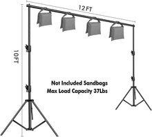 Load image into Gallery viewer, Heavy Duty 12ft x 10ft Photography Backdrop Support System with Clamps included