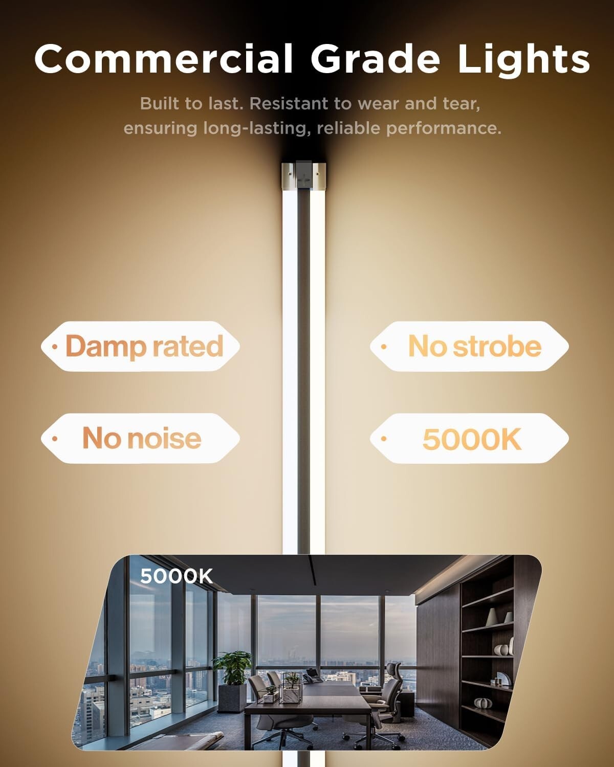 Commercial Grade Linkable LED Shop Lights - 4500 Lumen, 10 Pack, Modern Style