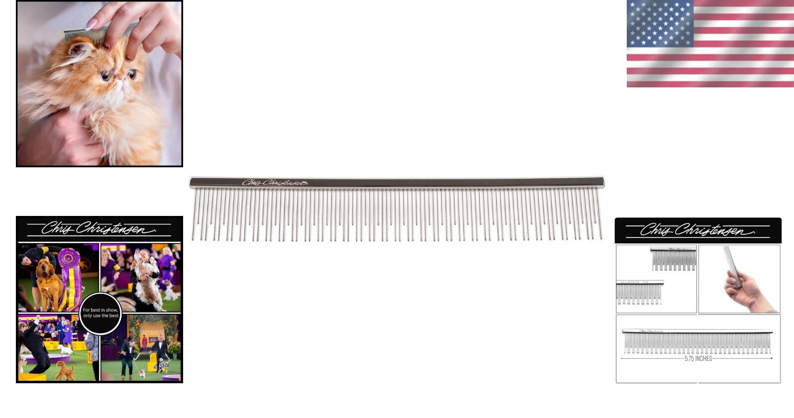 6in Professional Dual Tooth Grooming Comb for Cats and Dogs - No Snag Design