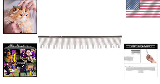 6in Professional Dual Tooth Grooming Comb for Cats and Dogs - No Snag Design