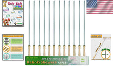Load image into Gallery viewer, Heavy-Duty 304 Stainless Steel BBQ Skewers - Safe &amp; Easy Grilling Set of 12