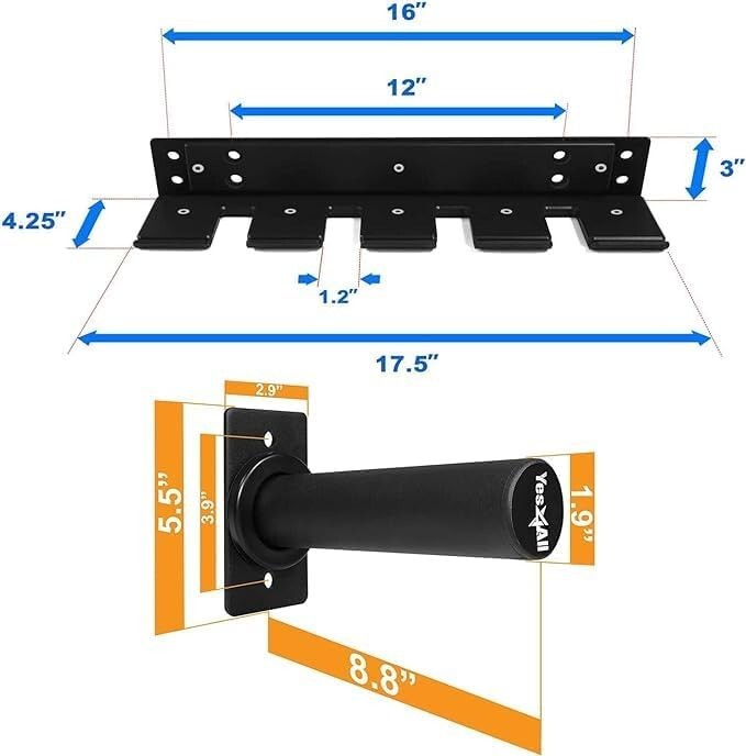 Compact Olympic Weight Plate Holder with Heavy-Duty Wall Mount - 550lb Capacity