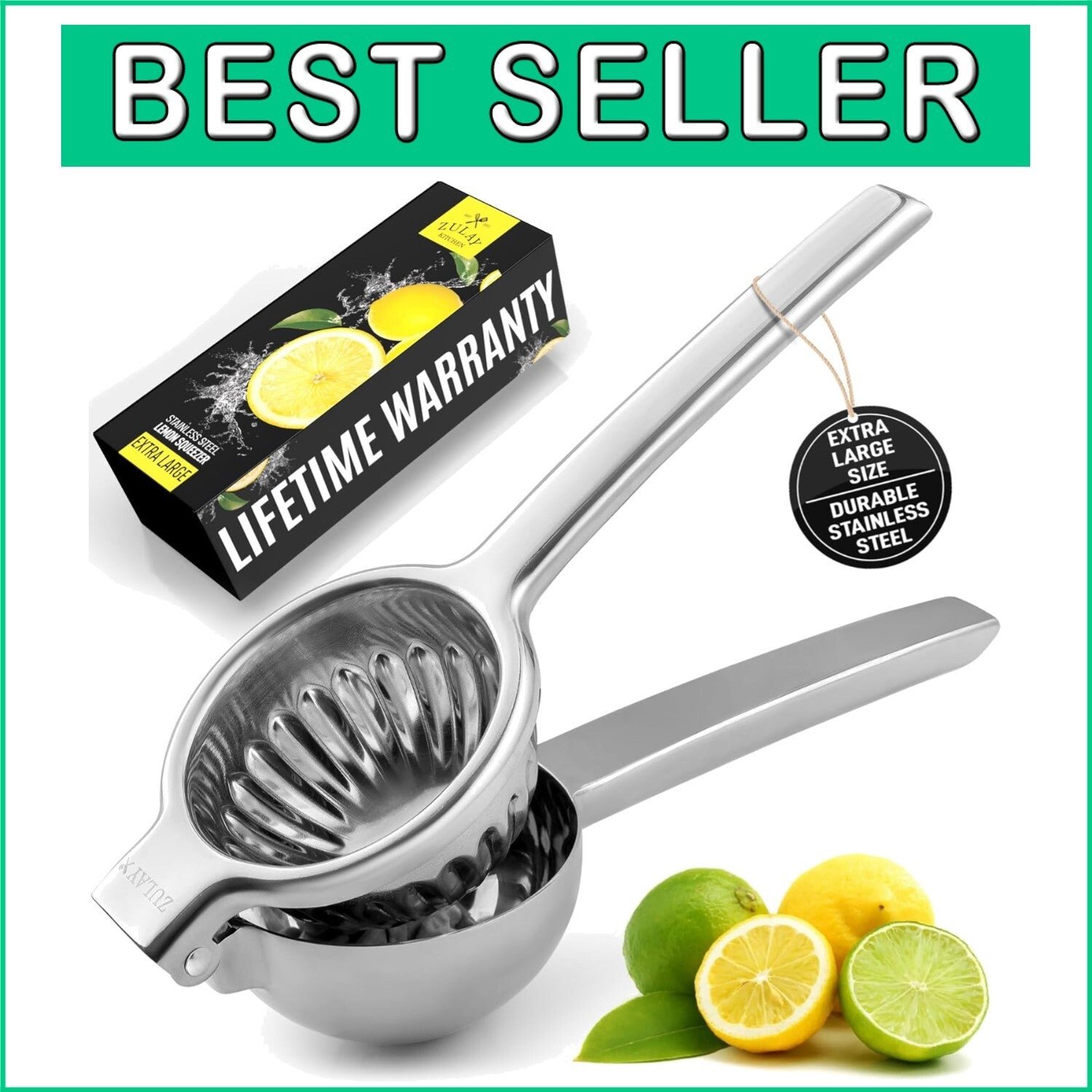 Extra Large Stainless Steel Lemon Squeezer - Effortless Juicing for Your Kitchen