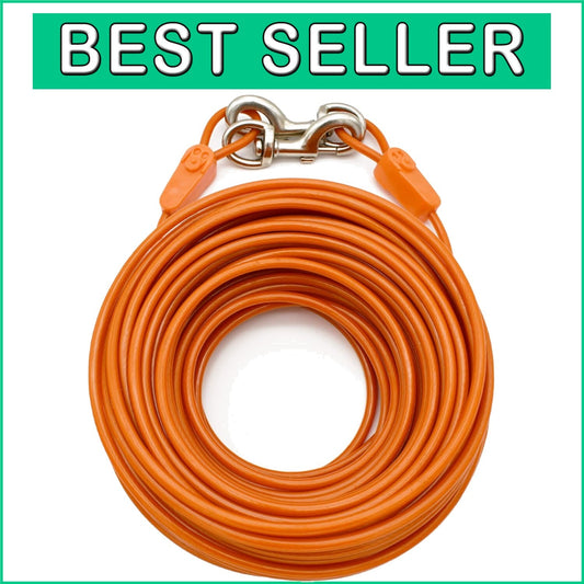 Reinforced 100FT Dog Runner with Secure Steel Clasps - Ideal for Large Breeds