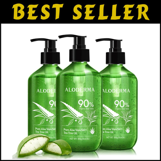 Pure Aloe Vera Gel & Tea Tree Oil - Nourishing Skin Moisturizer, 900ml Trio