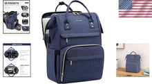 Load image into Gallery viewer, Versatile 15.6-Inch Navy Backpack with Laptop Compartment &amp; 22 Pockets for Women