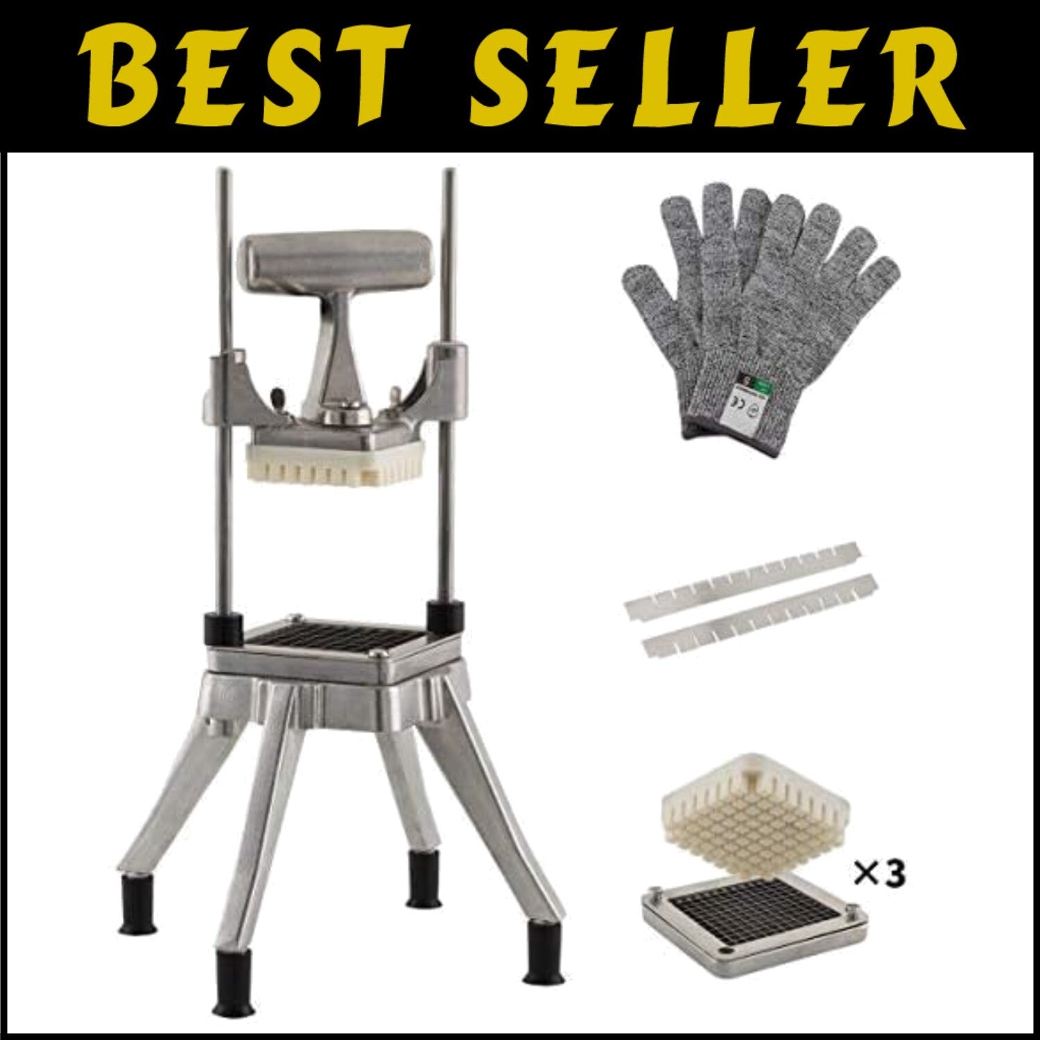 Durable Aluminum Vegetable Dicer with 3 Stainless Steel Blades - Chef’s Choice